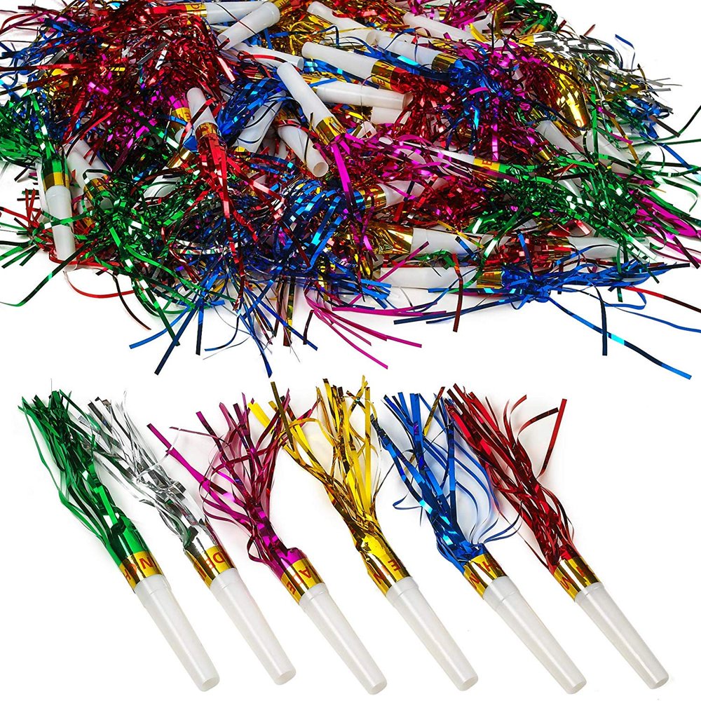 Fringed Noisemaker 7 inches Musical Blow Out Metallic Noisemakers