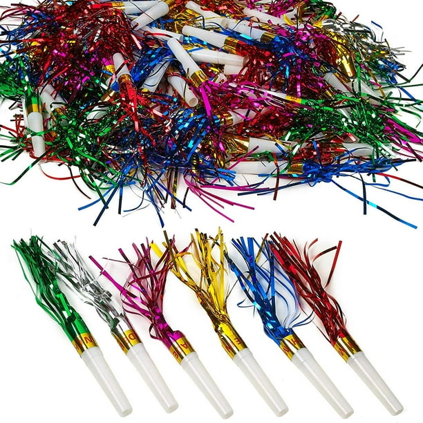 Fringed Noisemaker 7 inches Musical Blow Out Metallic Noisemakers