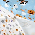 thumbnail image 4 of Homewish Spooky Halloween Twin Duvet Cover,Witch Hat Skull Pumpkin Candy Spider Pattern Twin Bedding,Baby Blue,Halloween Reversible,2-Piece,1 Duvet Cover and 1 Pillowcase, 4 of 6