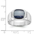 thumbnail image 2 of Solid 10k White Gold Diamond and Grey Cat's Eye Ring - Size 10, 2 of 2