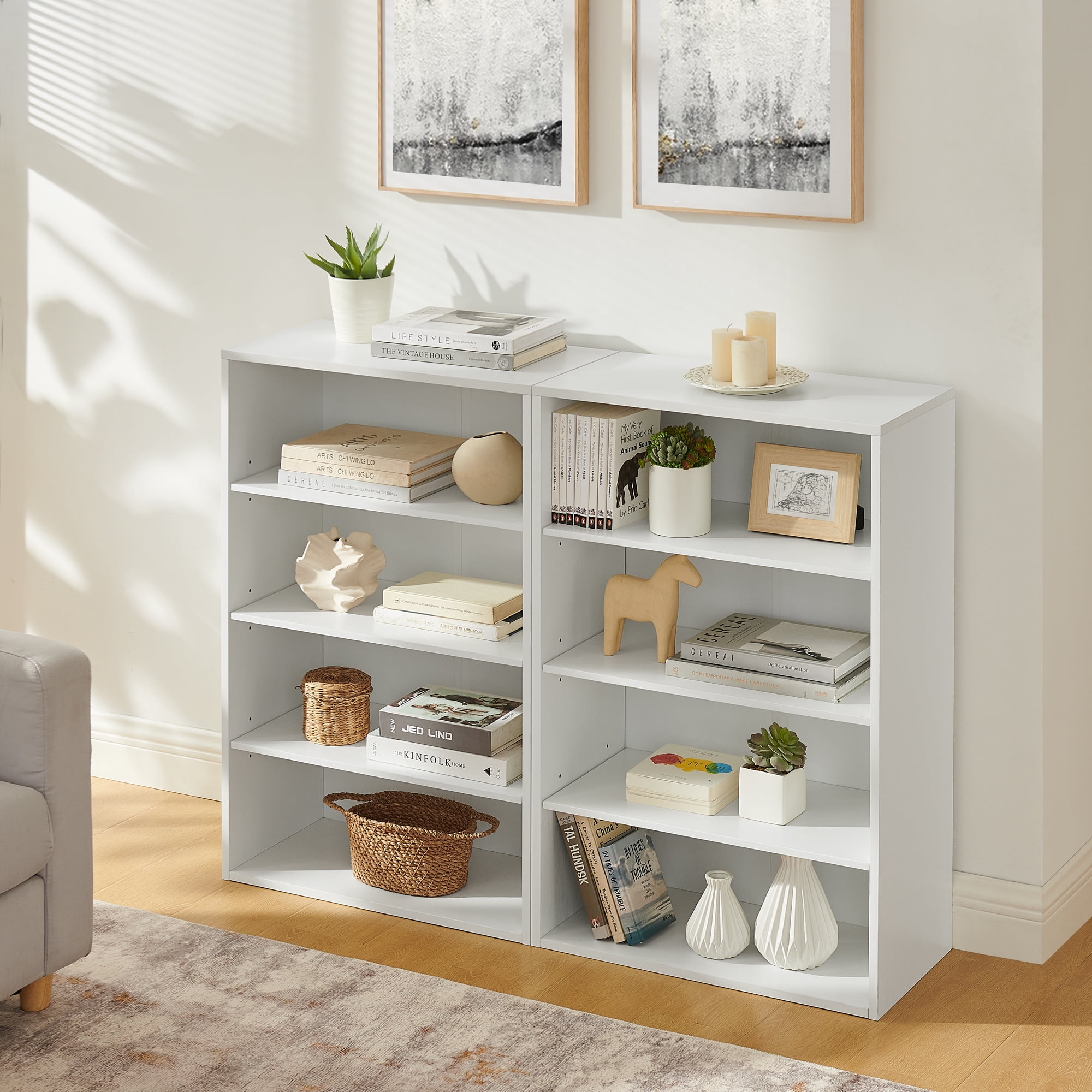 Cd Dvd Storage Cabinet Bookcase, Adjustable Shelf 8-Layer Storage, Display Bookshelf, Home, Office, Double-Layer Bookcase, Can Be Disassembled Into Two 4-Layer Storage Bookcases