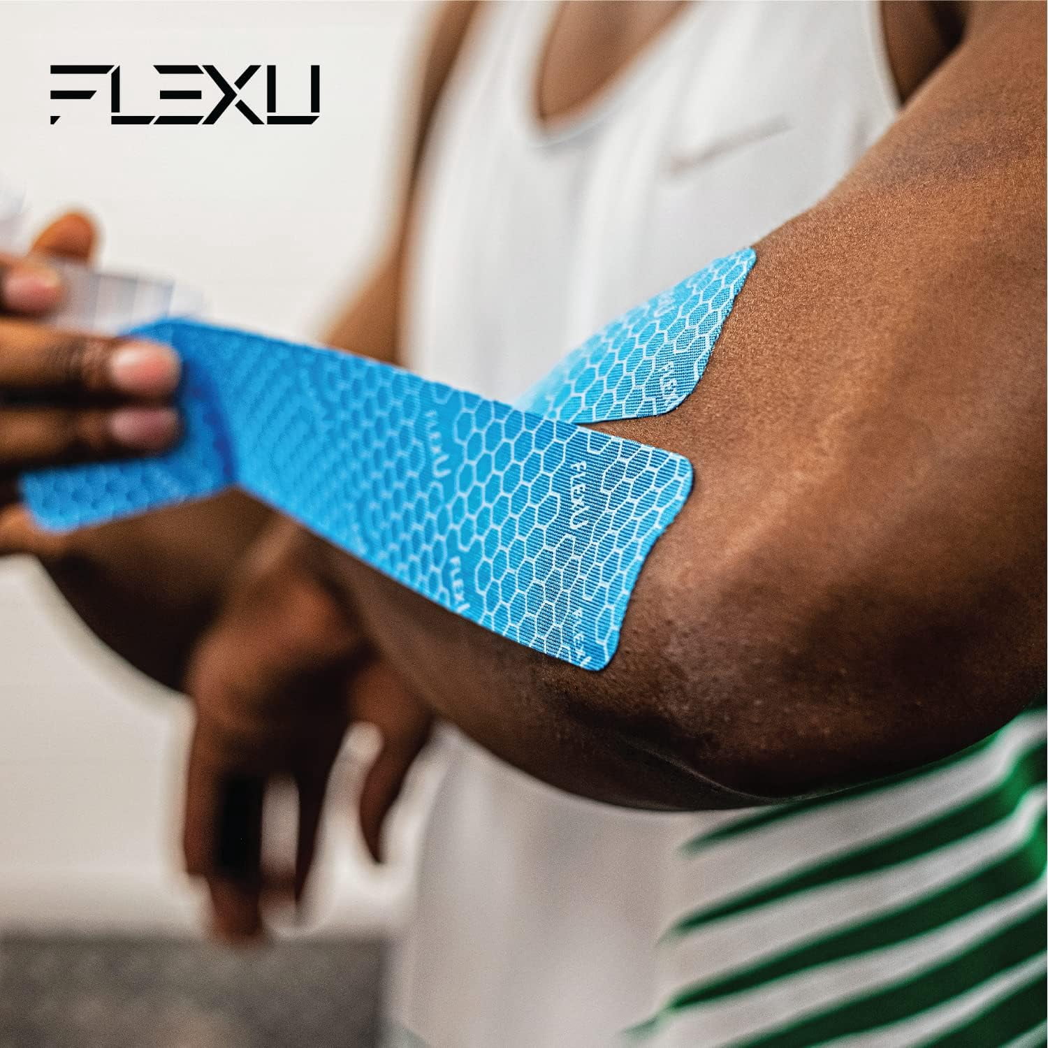 FlexU Kinesiology Tape 140 Pre-Cut Strips or Continuous Roll; Ultra-Thin Hypoallergenic Latex-Free; Designed as Sports Therapy Support for Muscles & Joints; Knee Shoulder & Back Support; Long Lasting