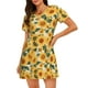 thumbnail image 1 of Disketp Green Leaf Sunflower para Camisón Corto de Manga Corta para Mujeres, Camisón Cómodo con Escote Redondo, Bonito y Confortable, 1 of 6