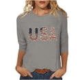 thumbnail image 2 of HOMBOM 3/4 Sleeve Shirts for Women 4th of July Patriotic USA Print Casual Crew Neck Young Womens T Shirts, 2 of 5