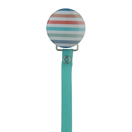 Colorful Stripes Pacifier Clip with Matching Ribbon