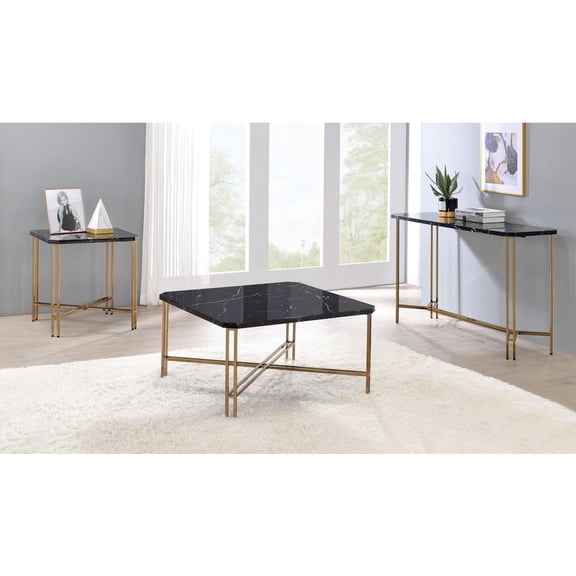 Steve Silver Daxton Black Faux Marble Sofa Table