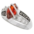 thumbnail image 3 of JackAni 10k White Gold Simulated Garnet January Birthstone 2026 Class Graduation Ring - Size 5.75, 3 of 5