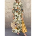 thumbnail image 3 of 2019 Nouvelle Robe Maxi Longue Bohème à Imprimé Floral en Coton et Lin pour Femmes Grande Taille, Manches Longues, Décontractée, Ample, Kaftan, Tunique Patchwork, 3 of 5