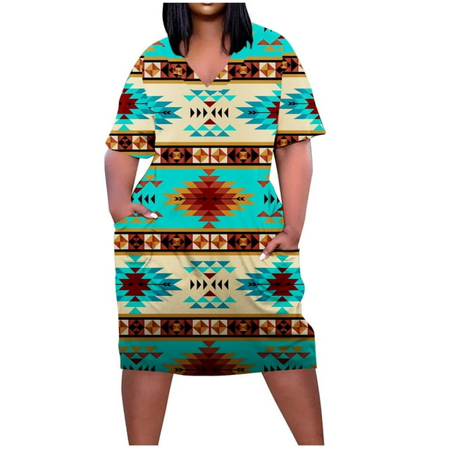 African Dresses for Women 2023 Women's Summer Plus Size V Neck Short ...