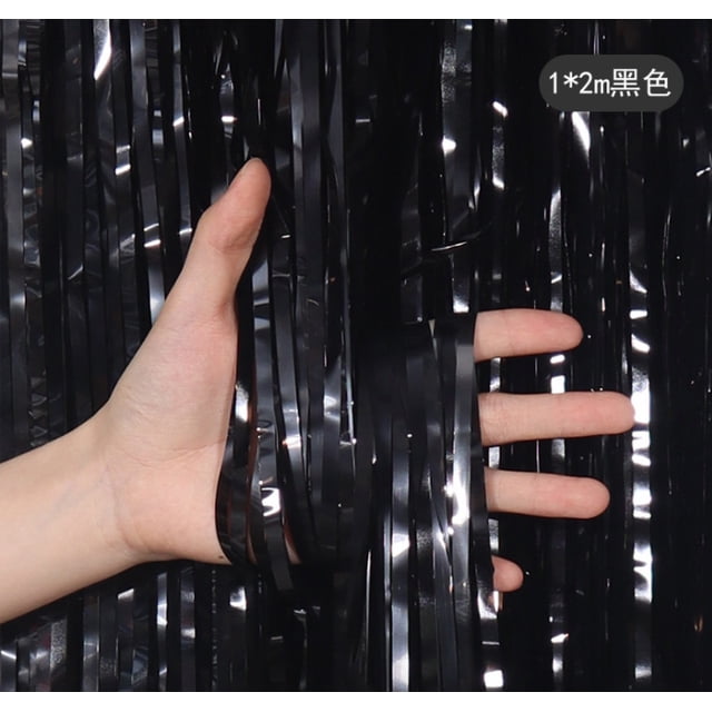 Cortina de seda de lluvia de 1*2 M, película de aluminio, fondo para fiesta de cumpleaños, decoración de boda, decoración navideña