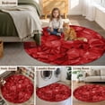 thumbnail image 6 of Red Geometric Round Area Rugs Collection 3', Vintage Minimalism Abstract Aesthetic Non Slip Indoor Circular Throw Runner Rug Floor Mat Carpet for Living Room Dining Table Bedroom Nursery, 6 of 9