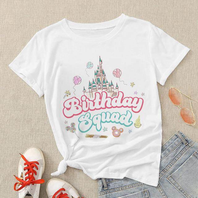 Camiseta de pareja de Disney para mujer, camiseta de Mickey Mouse cuadrada de España, camiseta de manga corta, estética Y2K, 2023