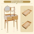 thumbnail image 3 of Costway 23.5" Compact Makeup Table Set with 2 Drawers Open Storage Shelves Vanity Stool, 3 of 8