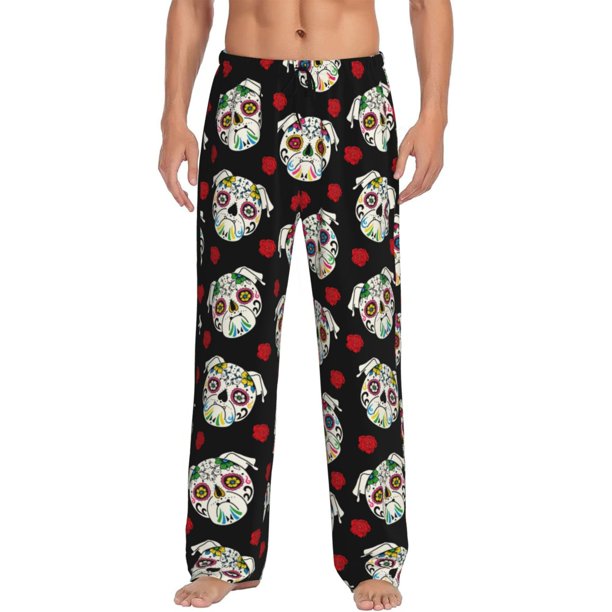 Balery PUG Pantalones de pijama para hombre, pijama ultraligero, pantalón de descanso-Small