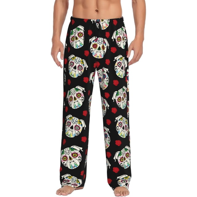 Balery PUG Pantalones de pijama para hombre, pijama ultraligero, pantalón de descanso-Large