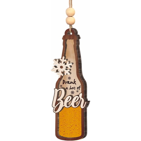 Beer Ornaments 2025, 2 Layers Wooden Christmas Tree Ornaments, for Beer Drinkers, Beer Christmas Ornament for Christmas Tree Decorations, Beer Lovers Gifts for Men Women
