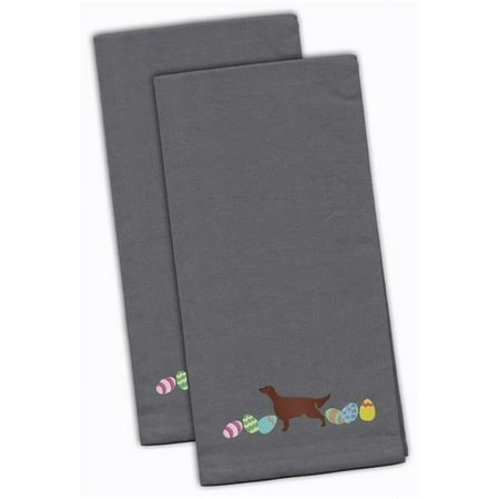

Irish Setter Easter Gray Embroidered Kitchen Towel - Set of 2