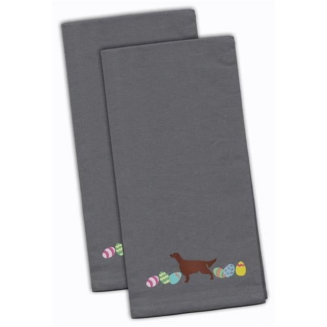 Carolines Treasures CK1652GYTWE Irish Setter Easter Gray Embroidered Kitchen Towel - Set of 2