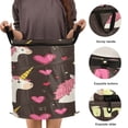 thumbnail image 3 of WOBOGO Pink Mane Foldable Laundry Baskets with Carry Handle Zipper Closure Travel Bathroom College Dorm Essentials, 3 of 7