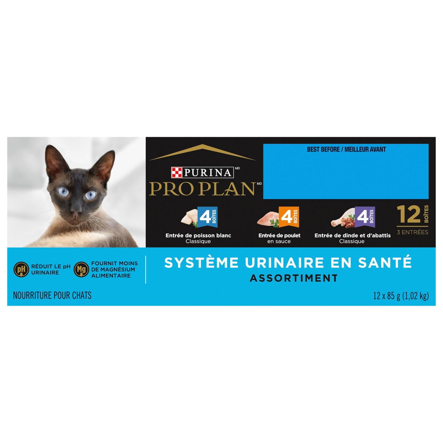 Purina Pro Plan Specialized Urinary Tract Health Variety Pack Ocean Whitefish, Chicken, Turkey, Wet Cat Food 12 x 85 g