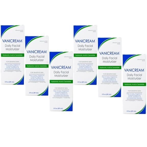 6 Pack - Vanicream Daily Facial Moisturizer For Sensitive Skin, Hyaluronic Acid & Ceramides 89 ml / 3 oz