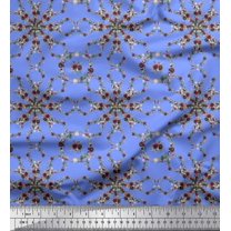 Soimoi Blue Cotton Duck Fabric Floral Wreath Geometric Print Sewing Fabric Yard 44 Inch Wide