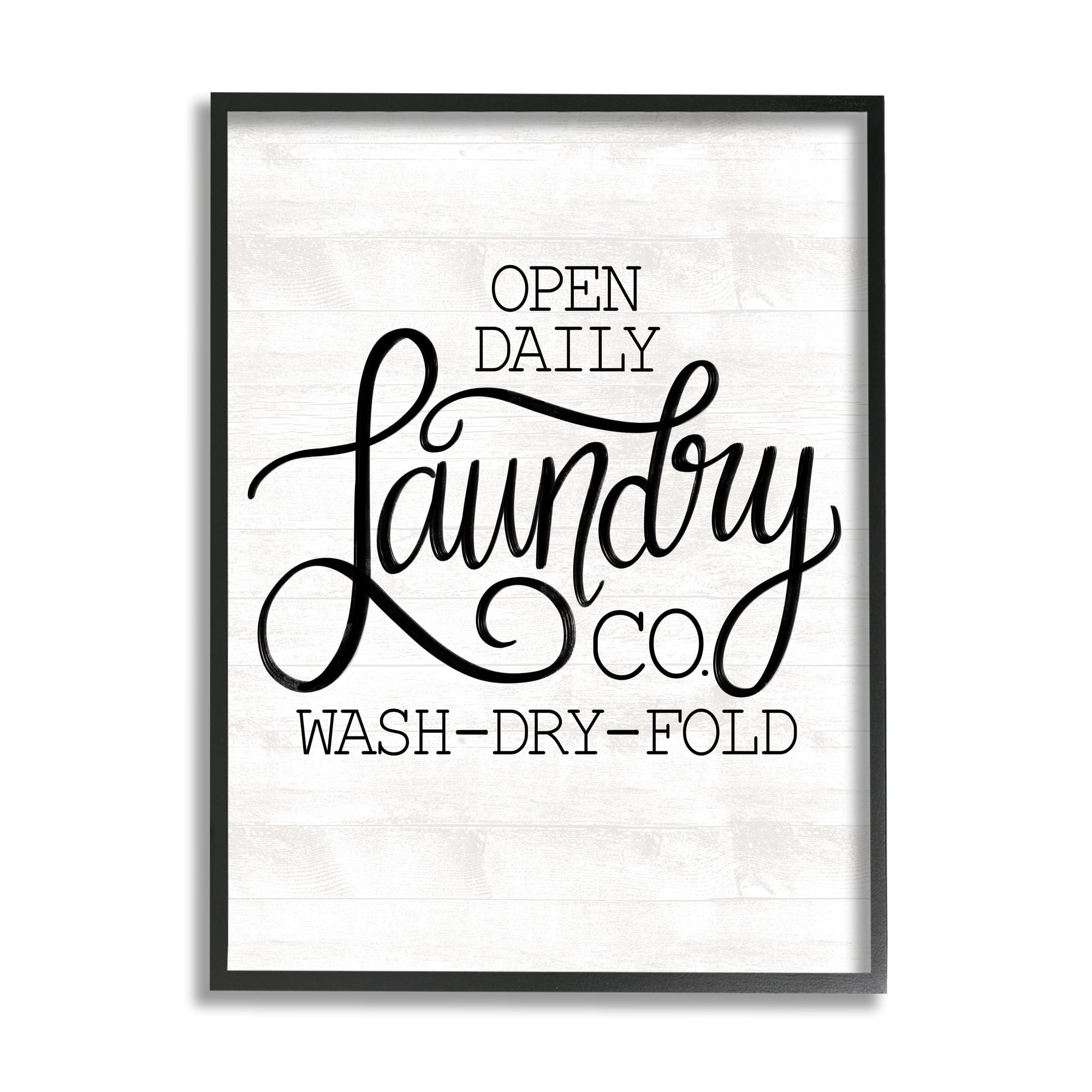Stupell Industries Laundry Co Farmhouse Bathroom Typography Painting White Framed Art Print Wall Art