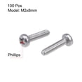 thumbnail image 2 of Unique Bargains M2x8mm Machine Screws Pan Phillips Head Screw Fasteners Bolts 100Pcs, 2 of 3