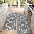 thumbnail image 4 of Kitchen Rugs Sets Of 2,Gray Geometric Quatrefoil Pattern Anti Fatigue Kitchen Mat Rugs Non Slip Washable,Decorative Kitchen Floor Mats for Kitchen,Sink,Laundry,17"X47", 4 of 5