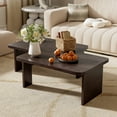thumbnail image 3 of Harper & Bright Designs Rectangle Coffee Table Set of 2, Minimalist Wood Center Table with Splicing Design for Living Room, Espresso, 3 of 13