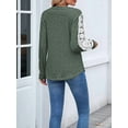 thumbnail image 2 of Womens Long Sleeve Shirts V-Neck Tops Business Casual Blouses Tee Trendy 2025 Fall Fashion Outfits Clothes  Green L, 2 of 8