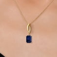 thumbnail image 3 of Gem Stone King 14K Yellow Gold Blue Sapphire and Lab Grown Diamond Pendant Necklace for Women | 2.48 Cttw | Gemstone September Birthstone | Octagon 9X7MM | With 18 inch Chain, 3 of 6