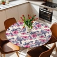 thumbnail image 2 of Flower Floral Branch Elastic Fitted Round Table Cover Bird Branch Leaves Waterproof Outdoor Tablecloth for Holiday Party, Picnic, Patio & Dining Fits Tables Up to 45"-54", 2 of 8