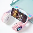 thumbnail image 5 of Auriculares inalámbricos Bluetooth 5.0 para juegos sobre la oreja con luz LED de gato, auriculares de música plegables con micrófono AUX de 3,5 mm (integrado) para adultos y niños, PC, TV, juegos, almohadilla de música, portátil, teléfono móvil, color rosa Rojo Verde, 5 of 5