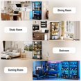 thumbnail image 6 of TOPCOMFY 70.8" Display Cabinet with Glass Doors, 5-Tier Curio Cabinet with 3 Color Lights for Collectibles, Glass Display Case with Lock, Storage Cabinets, Black, 6 of 10