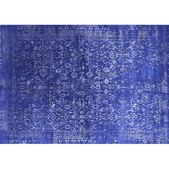 Ahgly Company Indoor Rectangle Oriental Blue Industrial Area Rugs, 7' x 10'