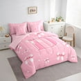 thumbnail image 3 of Castle Fairy Girls Female Cartoon Ribbon Bow Initial Alphabet D Bedding Comforter Set 7pcs,Dreamy Princess Queen Bedding Sets Super Cozy,Cute Bow Knot Queen Sheet Sets,Breathable Home Decor, 3 of 8