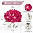 thumbnail image 2 of Flores artificiales Hollyone Hydrangea con jarrón de cristal fucsia, 2 of 6