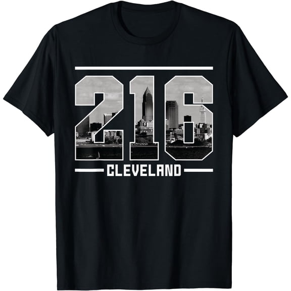 Vintage Cleveland 216 Area Code Ohio Skyline T-Shirt