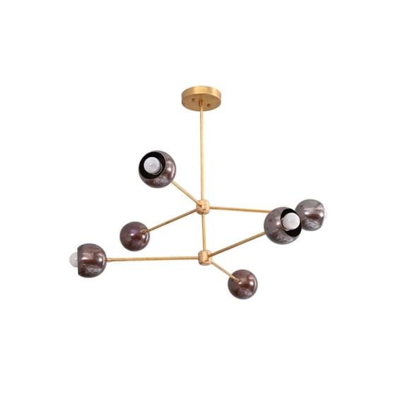 6 Light Ball Style Raw Brass Chandelier Light Fixture