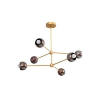 6 Light Ball Style Raw Brass Chandelier Light Fixture