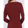 thumbnail image 4 of DARING DIVA Sheath Dress Asymmetrical Neckline Pencil Dress S Dark Red, 4 of 6