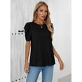 thumbnail image 7 of PRETTYGARDEN Women's Puff Short Sleeve Tops for Women Trendy Summer Casual Crewneck T Shirt Business Work Blouse, 7 of 7