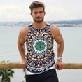 thumbnail image 6 of Pofeuu Colorful With Blue Oriental Print Men's Workout Tank Tops Sleeveless Muscle Gym Shirt Quick Dry-3X-Large, 6 of 7