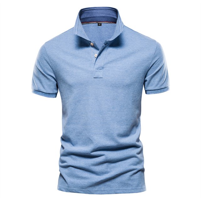 Nuevos Polos de algodón para hombre, Polo clásico de Color sólido, Polo de manga corta para hombre, Polo informal de negocios Social de alta calidad para hombre
