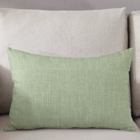 Decorative Pillow Cover 20x36 Inch Sage Green Linen Texture Lumbar Pillow Cover Farmhouse Solid Color Soft Cushion Covers for Sofa Couch Bed, Living Room Home Decor
