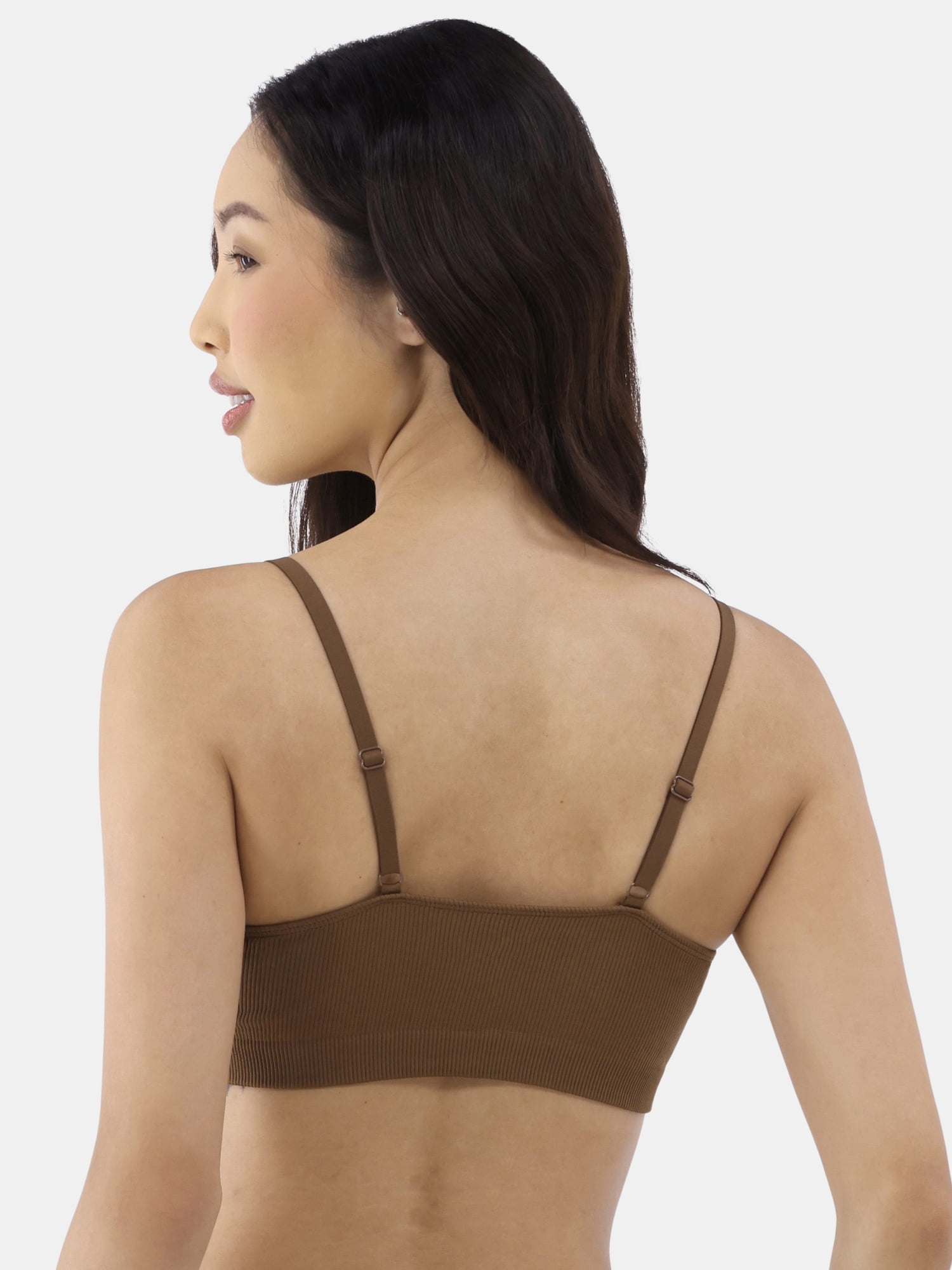 No Boundaries Seamless Ribbed Cami Bralette, 2-Pack, Women's, Sizes XS-3XL