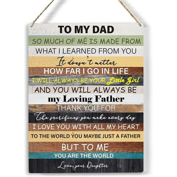 Rustic to My Dad I Love You Wood Sign Meaningful Father Dad Wooden Signs Hanging Plaque Home Wall Art 8x10, Perfect Dad Sign Wall Decor for Home Bedroom