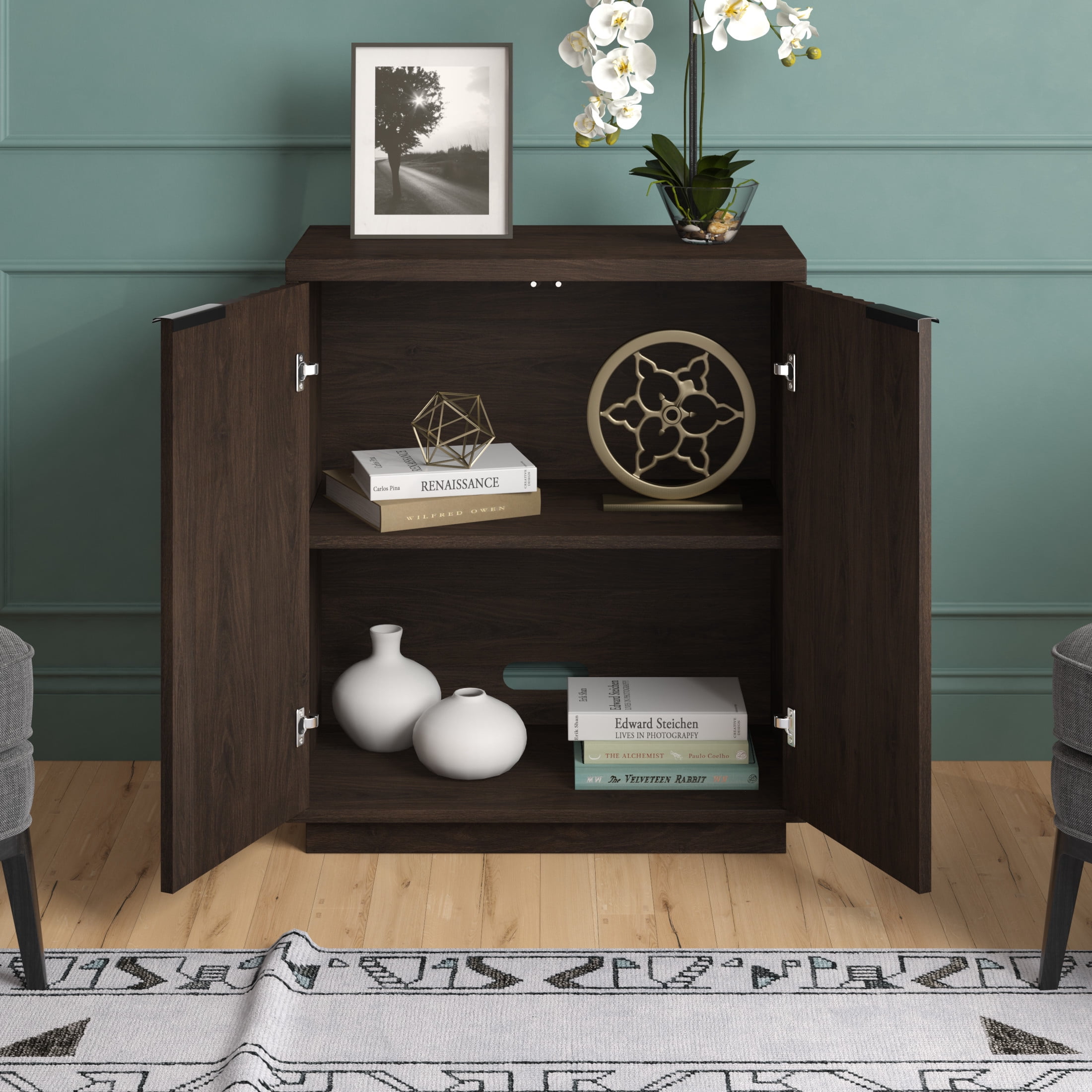 Evelyn&Zoe Modern/Contemporary 28" Wide Alder Brown Accent Cabinet