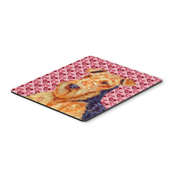 Carolines Treasures LH9156MP "Airedale Hearts Love and Valentines Day Portrait Mouse Pad Hot Pad or Trivet" Large